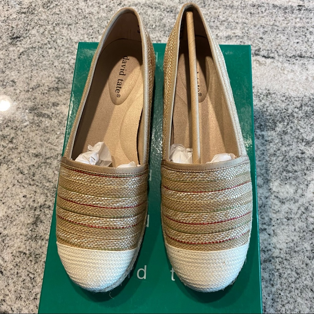 David Tate Gold and Cream Espadrilles